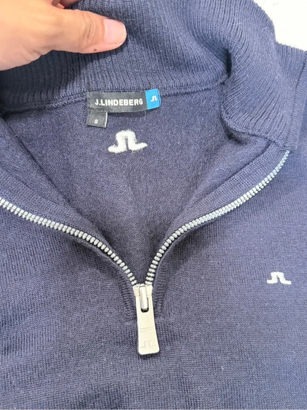 J.Lindeberg Kian Tour Merino Wool 1/4 Zip Sweater Navy Small Golf Mens